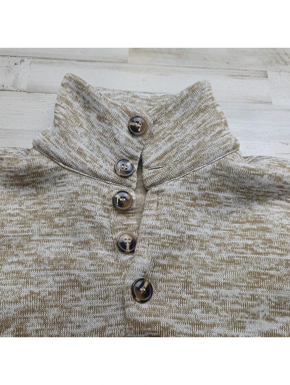 COOFANDY Mens Mock Neck Button Up Pullover Sweater Men's M Heather Tan